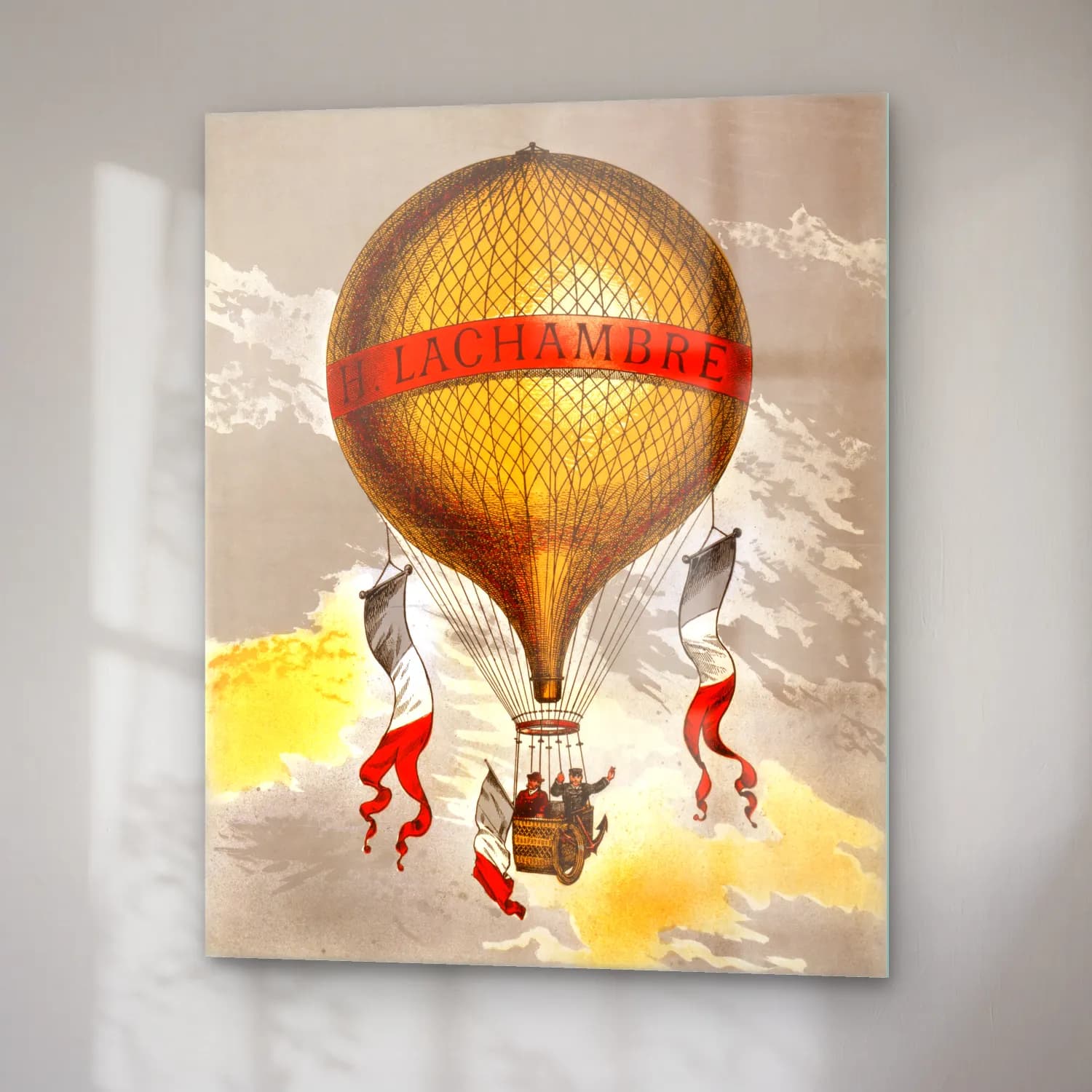 Vintage Poster Sıcak Hava Balonu cam tablo — sağ açıdan görünüm
