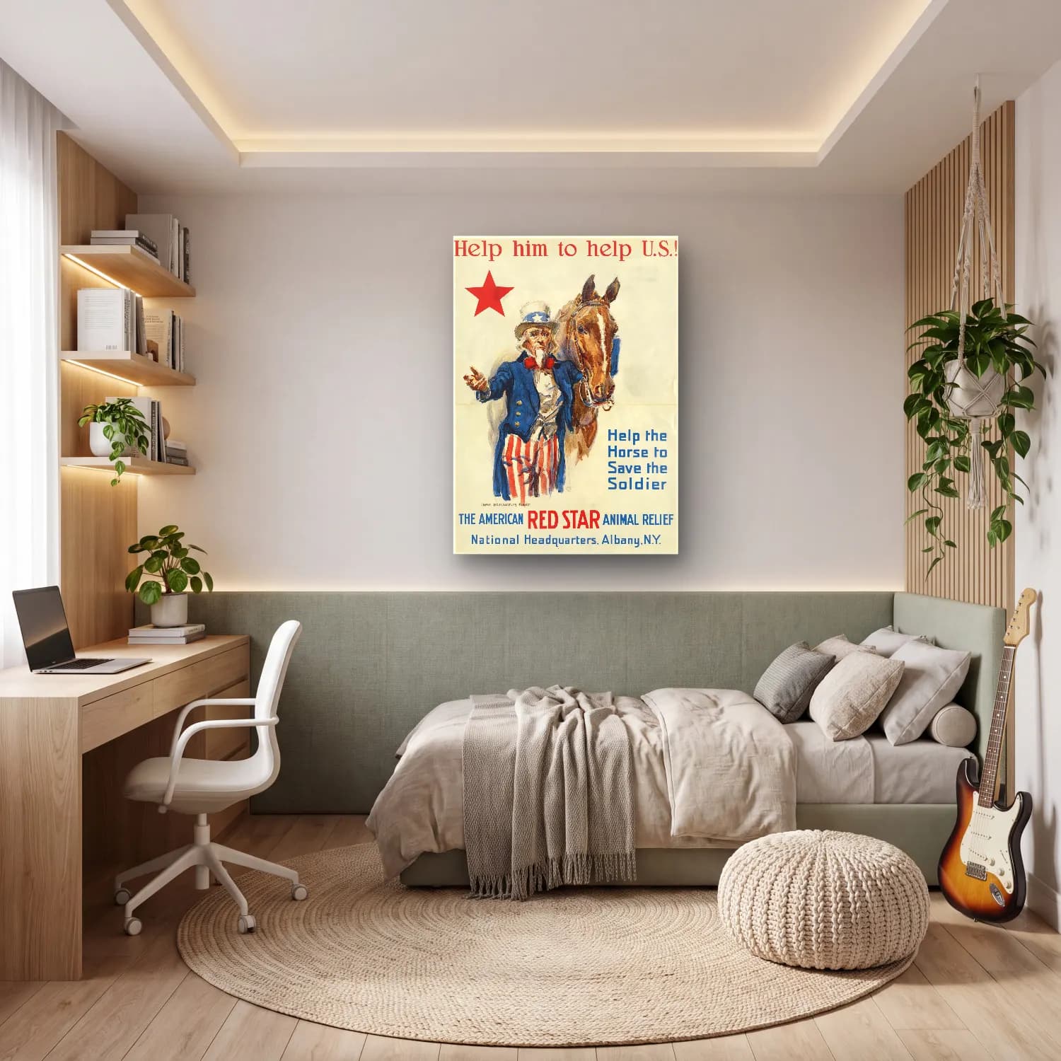 Vintage Poster Atlı No. 7 cam tablo — genç odasında