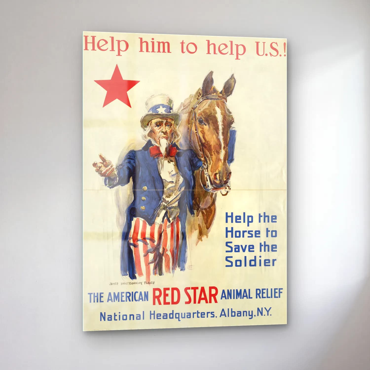 Vintage Poster Atlı No. 7 cam tablo — sol açıdan görünüm