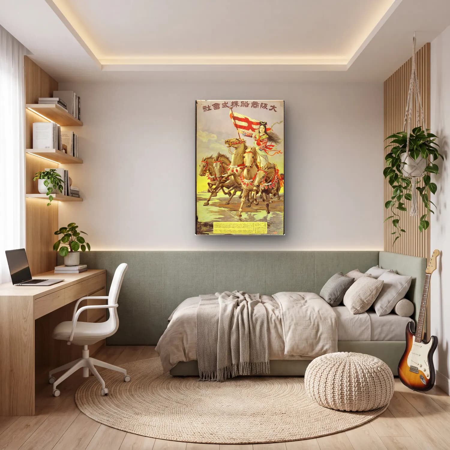 Vintage Poster Şövalye cam tablo — genç odasında