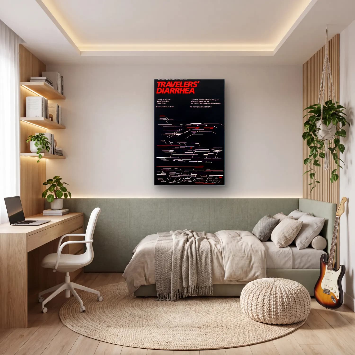Bauhaus Yazılı Tasarım – Kırmızı Tonlar cam tablo — genç odasında