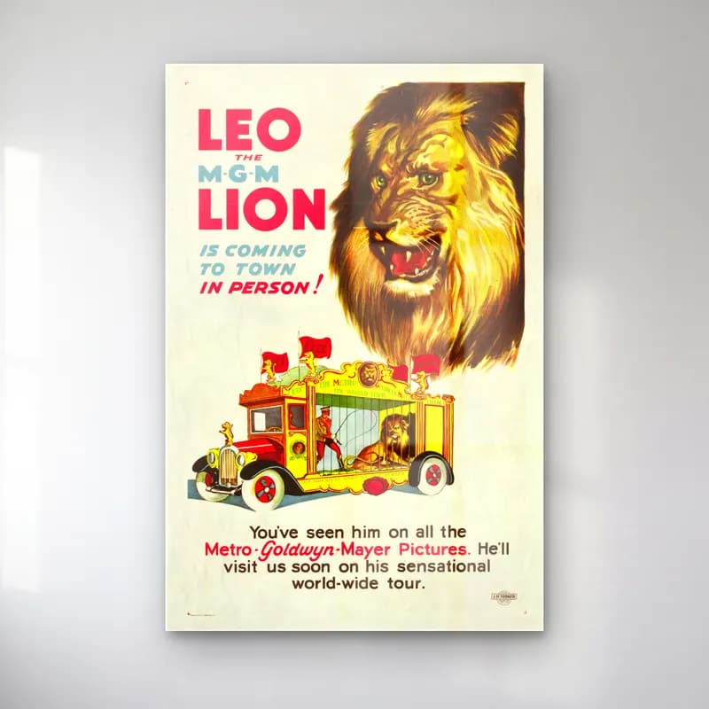 Vintage Poster Aslan – Sarı Tonlar cam tablo — Vintage Poster Aslan – Sarı Tonlar — vintage poster aslan