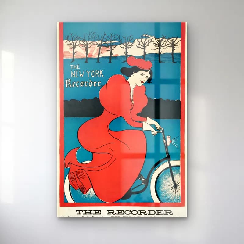 Vintage Poster Bisiklet – Kırmızı Tonlar cam tablo — Vintage Poster Bisiklet – Kırmızı Tonlar — vintage poster bisiklet
