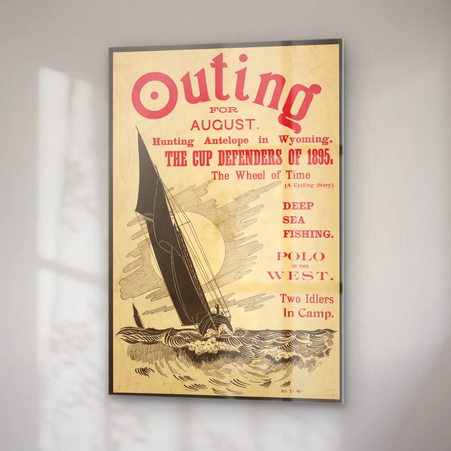 Vintage Poster Yelken Yarışı No. 7 cam tablo — sağ açıdan görünüm