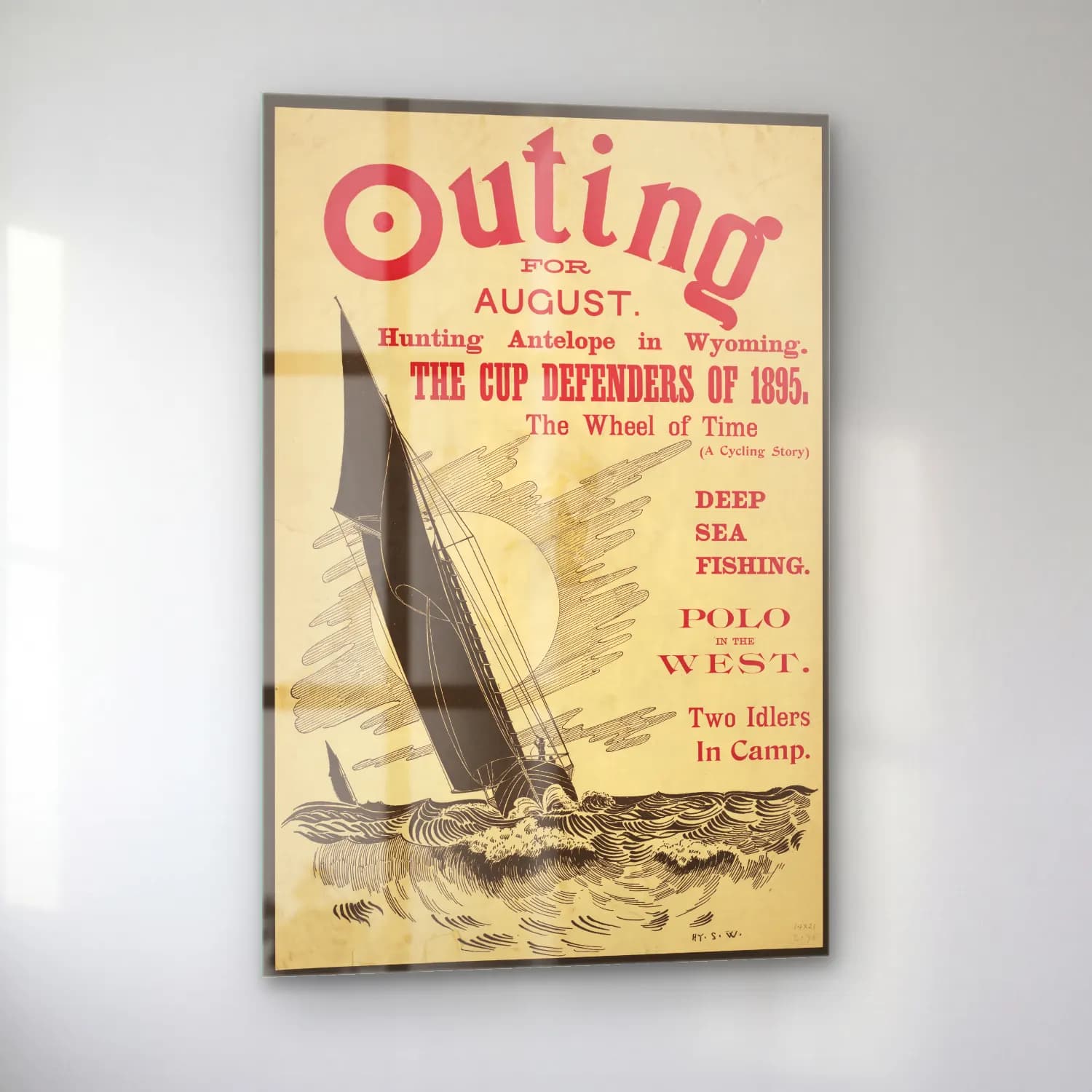Vintage Poster Yelken Yarışı No. 7 cam tablo — sol açıdan görünüm
