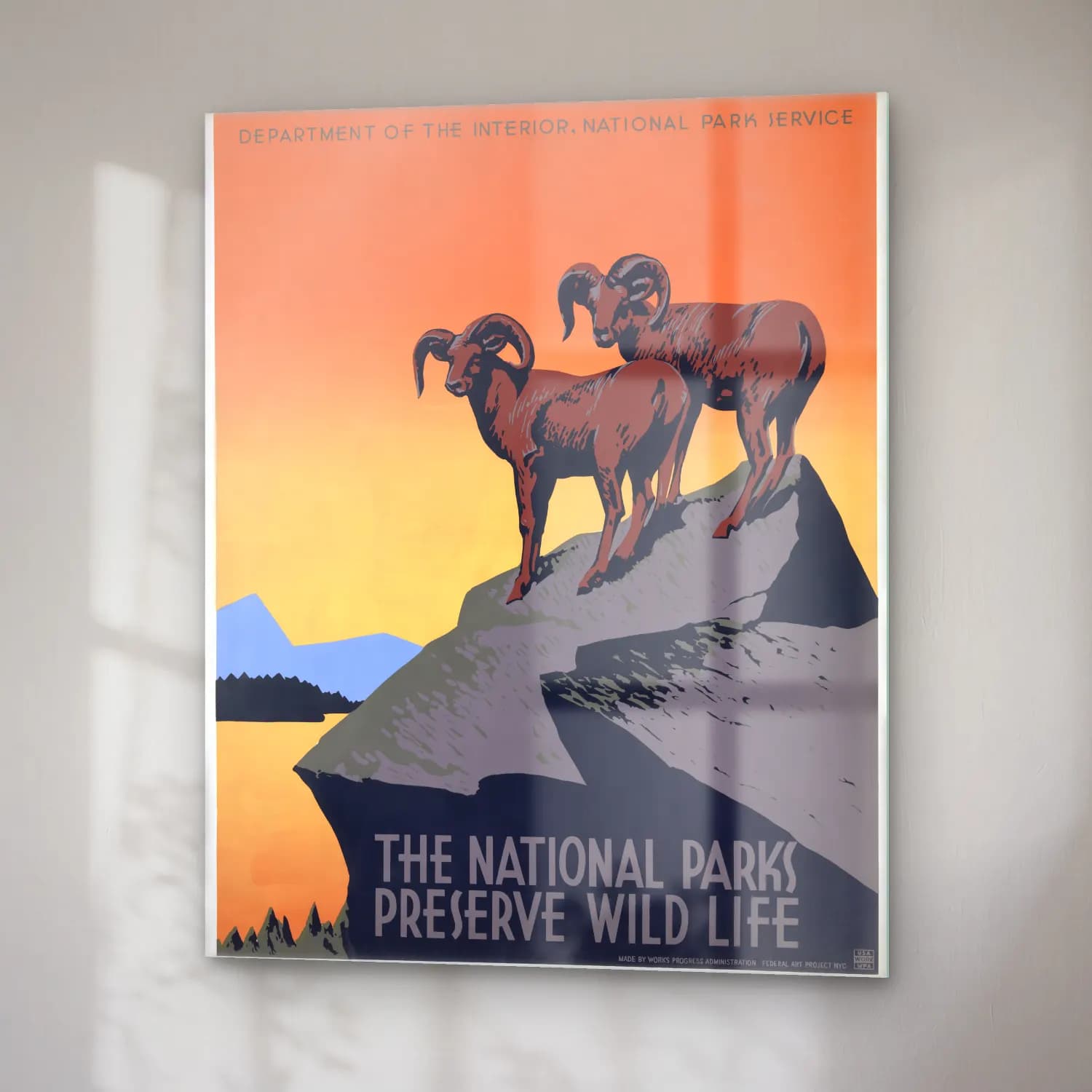 Vintage Poster Dağ Manzarası No. 11 cam tablo — sağ açıdan görünüm