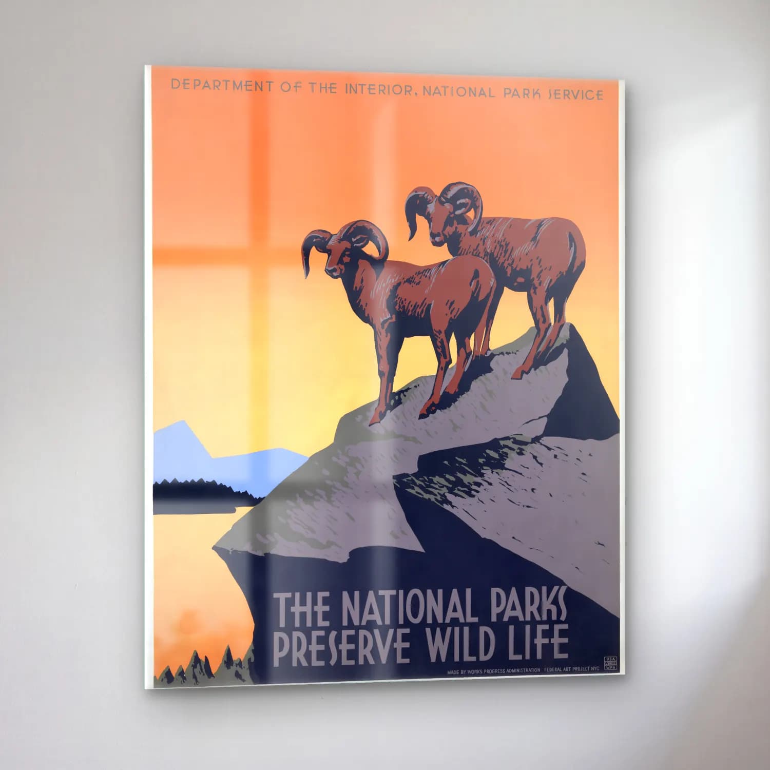 Vintage Poster Dağ Manzarası No. 11 cam tablo — sol açıdan görünüm