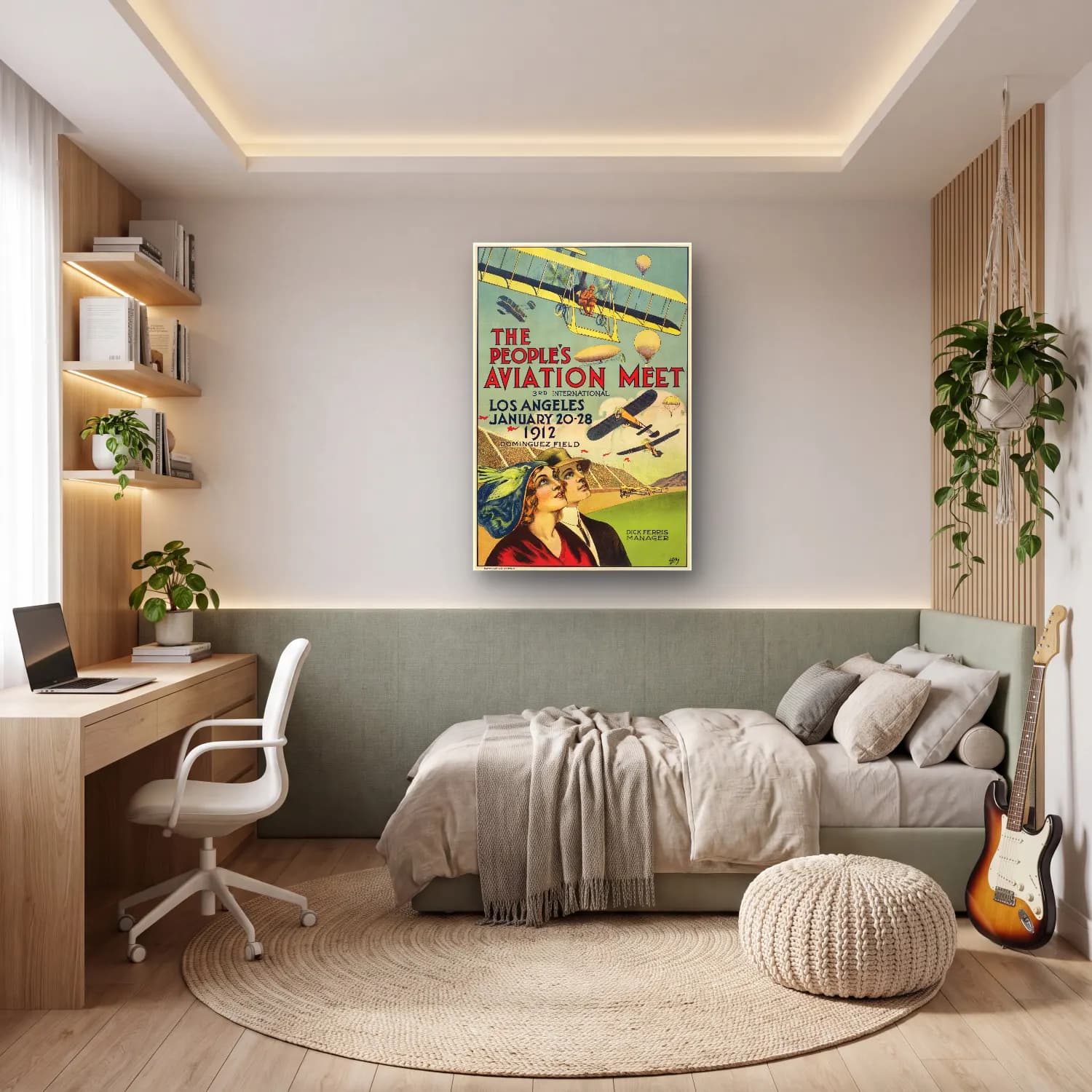 Vintage Poster Uçak No. 9 cam tablo — genç odasında