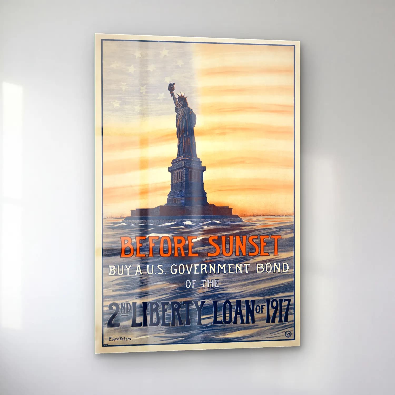 Vintage Poster Antika Harita – Turuncu Tonlar cam tablo — sol açıdan görünüm
