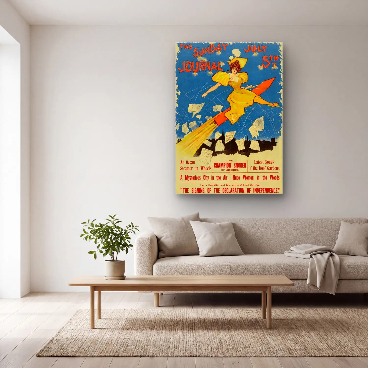 Vintage Poster Kitap Okuyan Kadın – Turuncu Tonlar cam tablo — açık renk salonda