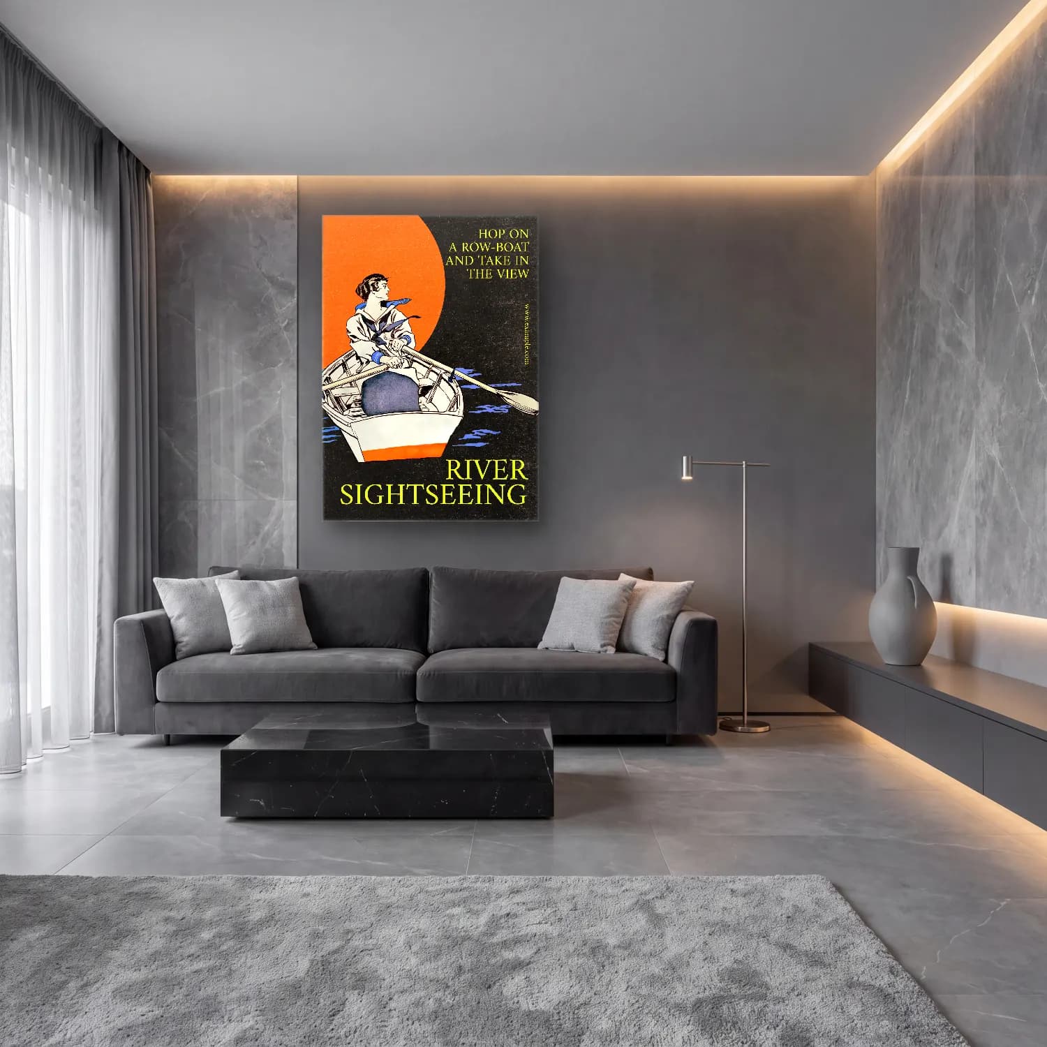 Vintage Poster Yelken Yarışı No. 8 cam tablo — lüks salon duvarında
