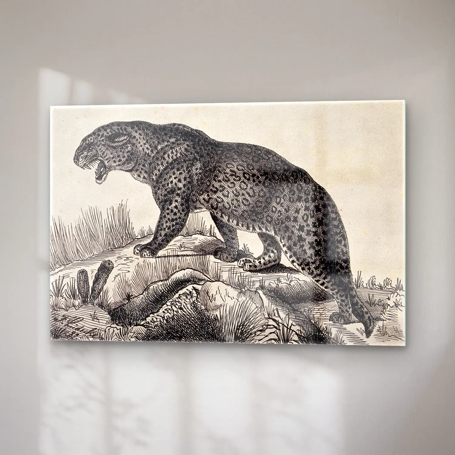 Vintage Leopar No. 4 cam tablo — sağ açıdan görünüm