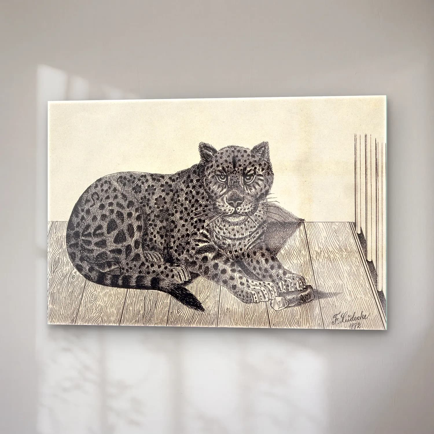 Japon Baskı Leopar cam tablo — sağ açıdan görünüm