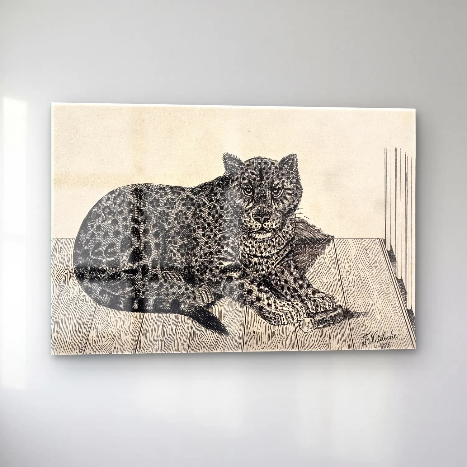 Japon Baskı Leopar cam tablo — sol açıdan görünüm