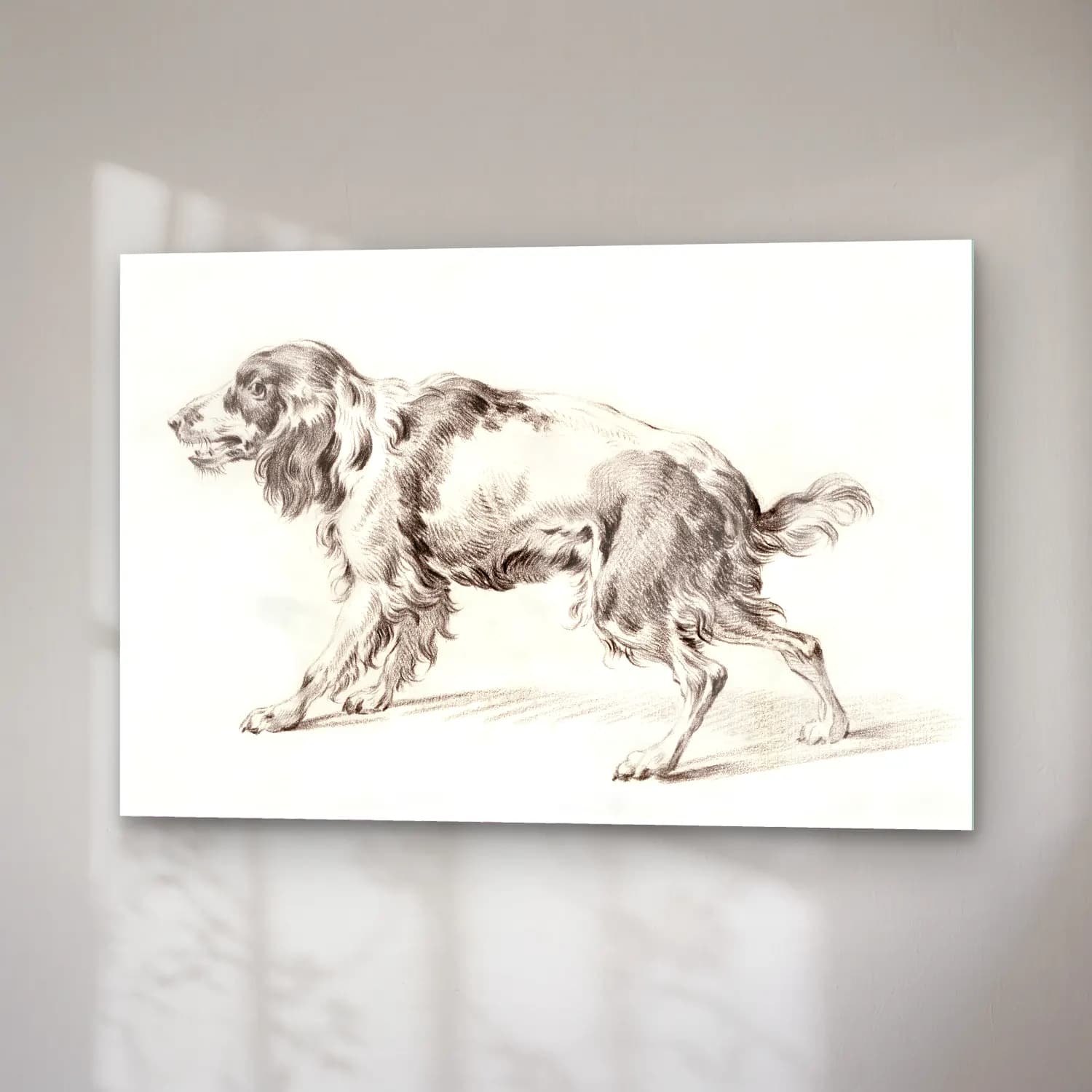 Vintage Köpek No. 15 cam tablo — sağ açıdan görünüm
