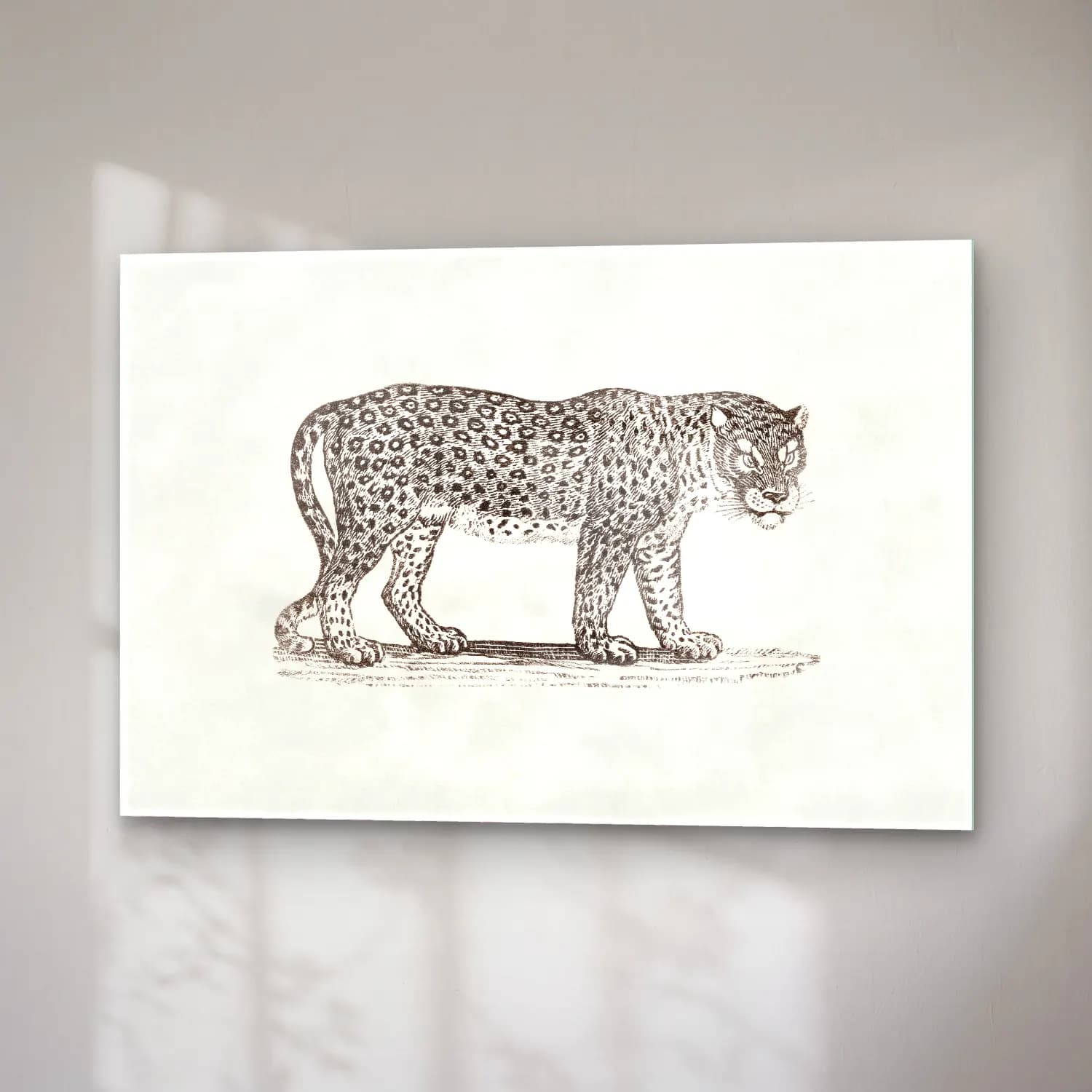 Vintage Leopar No. 5 cam tablo — sağ açıdan görünüm