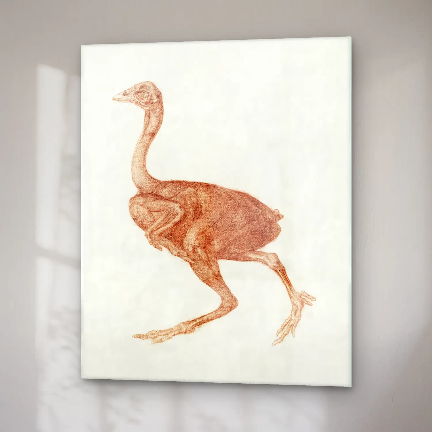 Vintage Flamingo – Siyah Beyaz Tonlar cam tablo — sağ açıdan görünüm