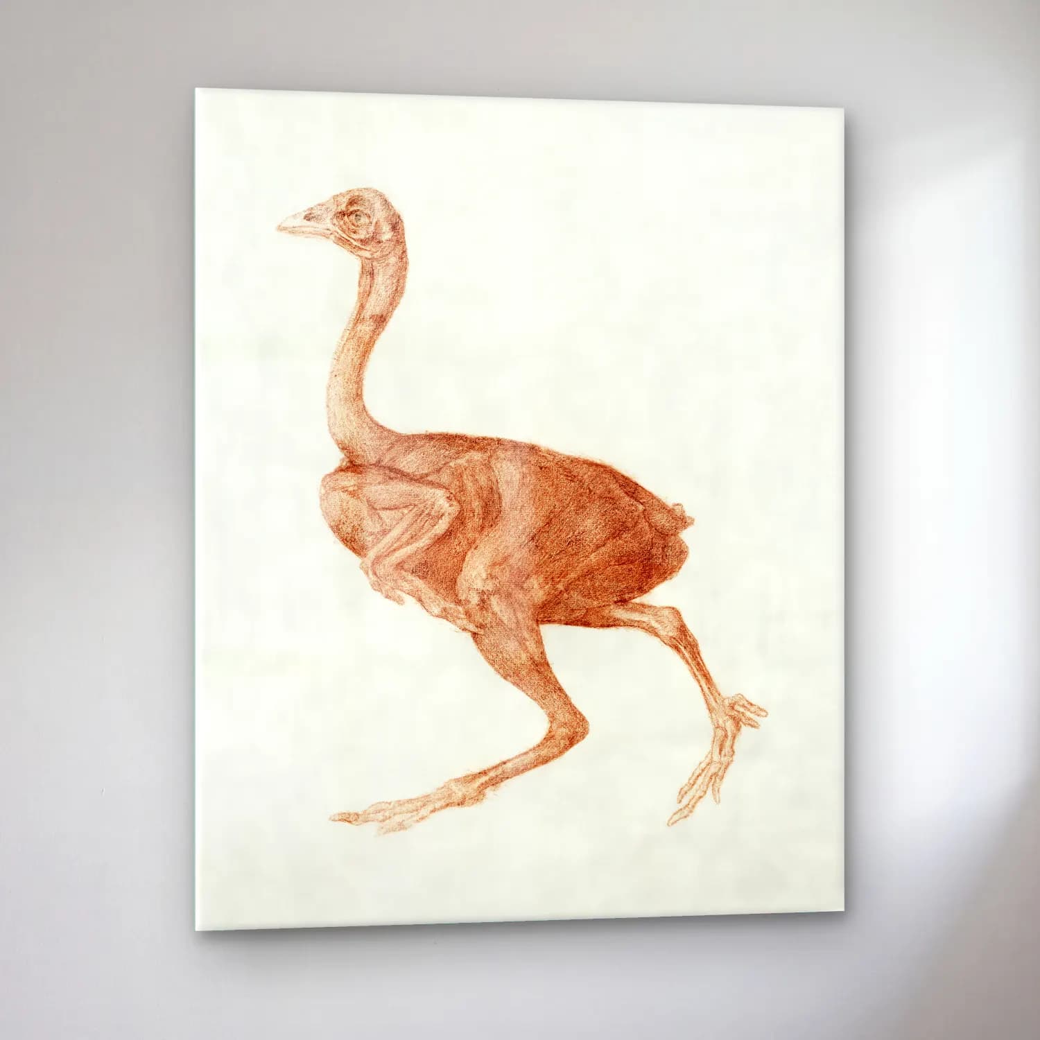 Vintage Flamingo – Siyah Beyaz Tonlar cam tablo — sol açıdan görünüm