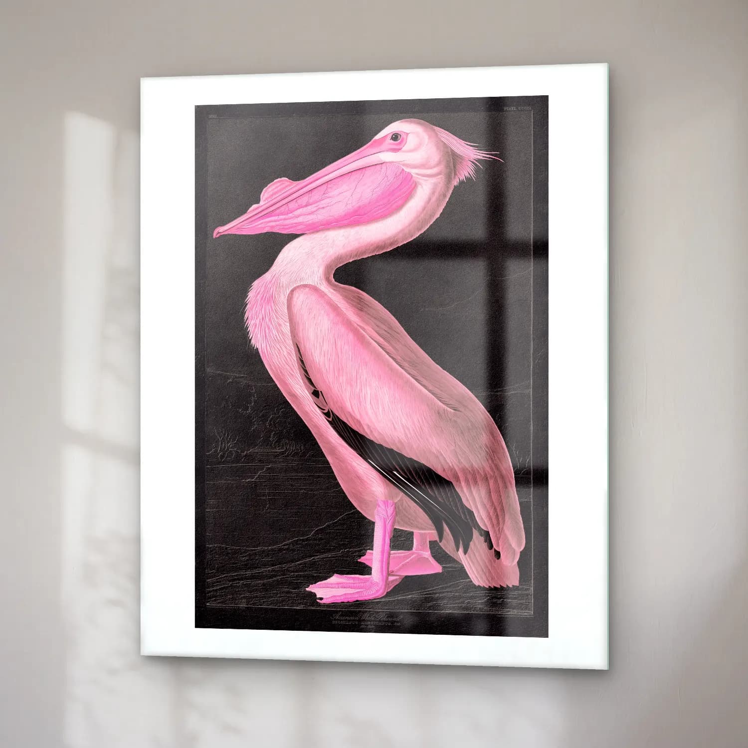 Vintage Flamingo No. 5 cam tablo — sağ açıdan görünüm