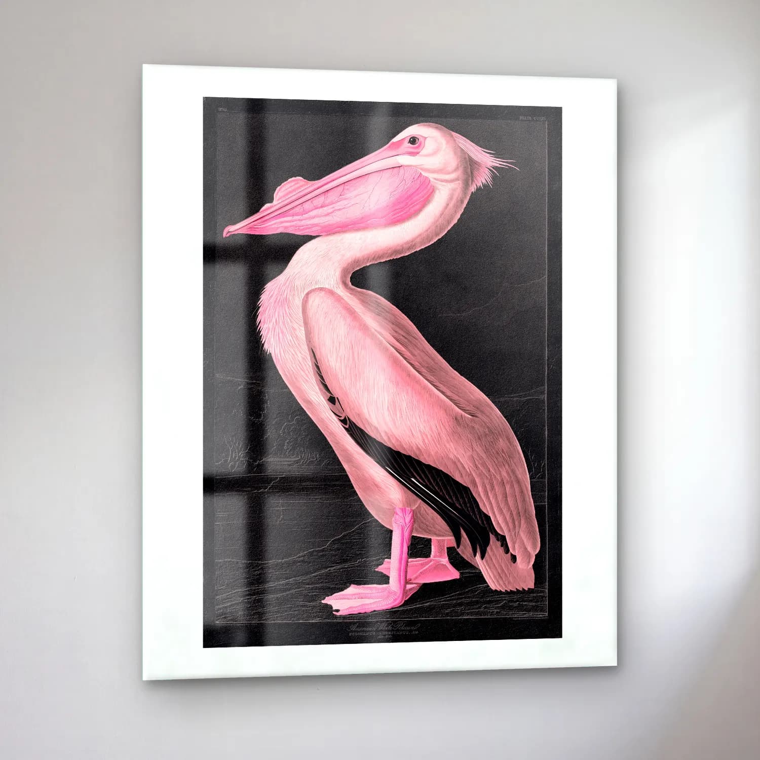 Vintage Flamingo No. 5 cam tablo — sol açıdan görünüm