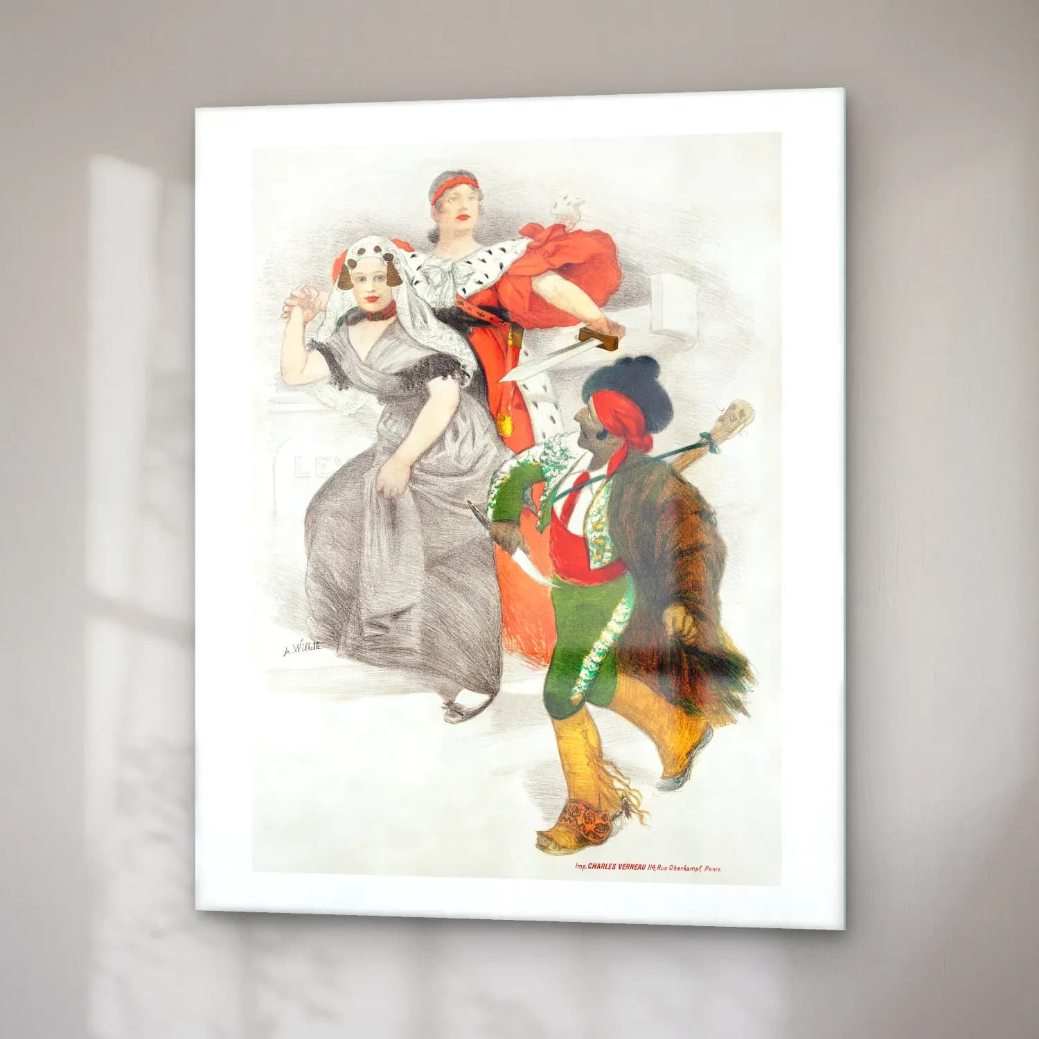 Vintage Dansçılar No. 7 cam tablo — sağ açıdan görünüm