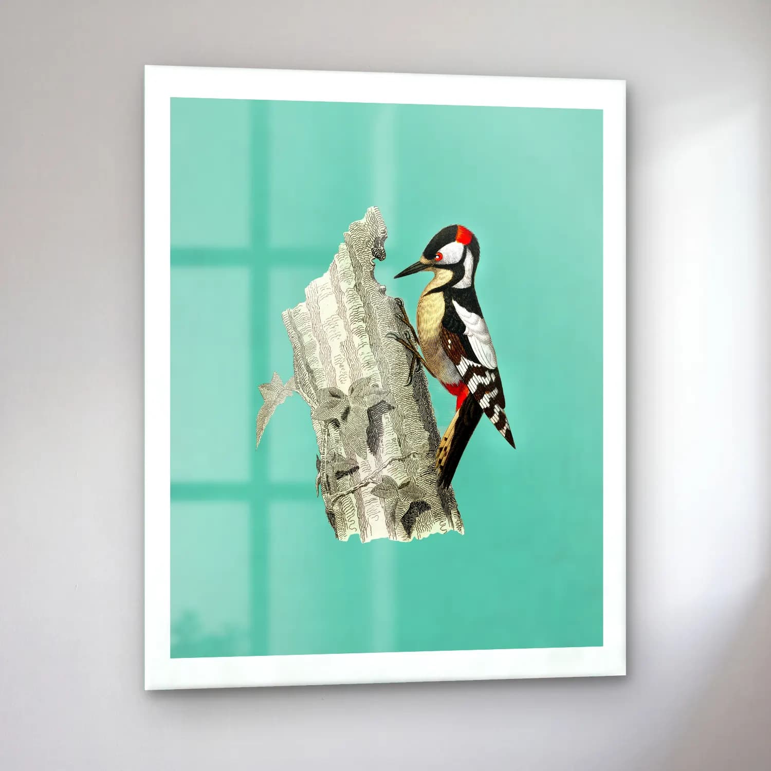 Pop Art Daldaki Kuş cam tablo — sol açıdan görünüm