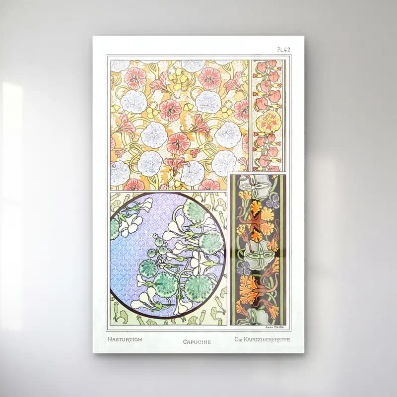 Vintage Çiçek Deseni No. 4 cam tablo — Vintage Çiçek Deseni No. 4 — vintage çiçek deseni