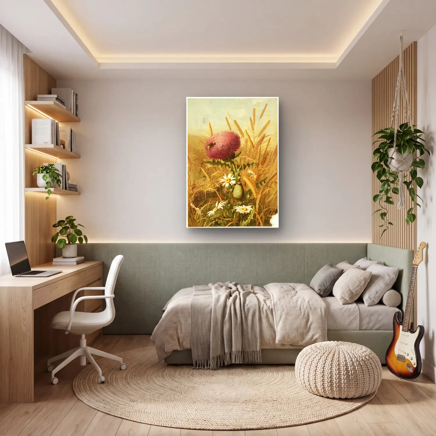 Botanik İllüstrasyon Böcekler – Pembe Tonlar cam tablo — genç odasında