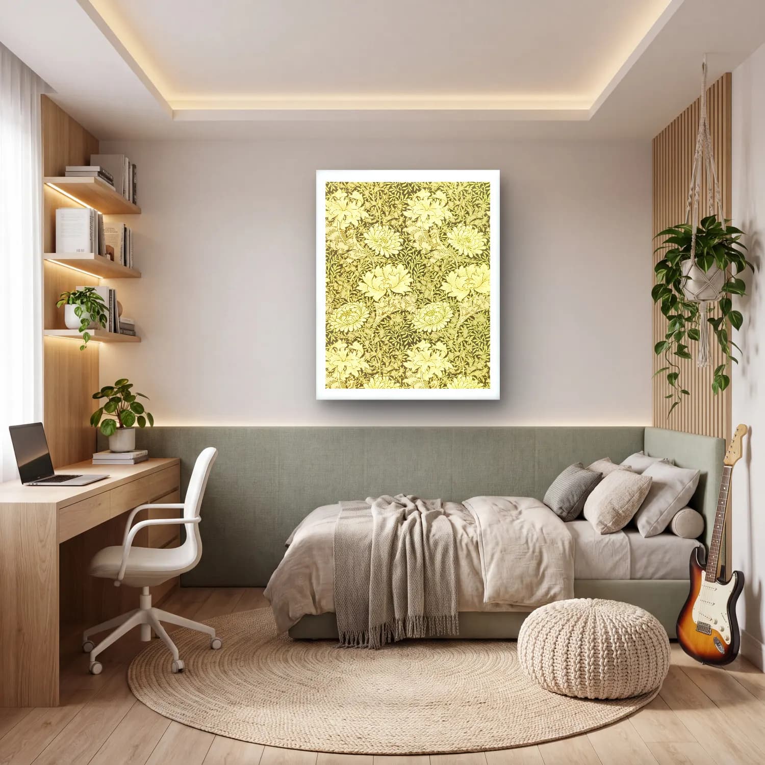 Botanik İllüstrasyon Çiçek Deseni No. 81 cam tablo — genç odasında