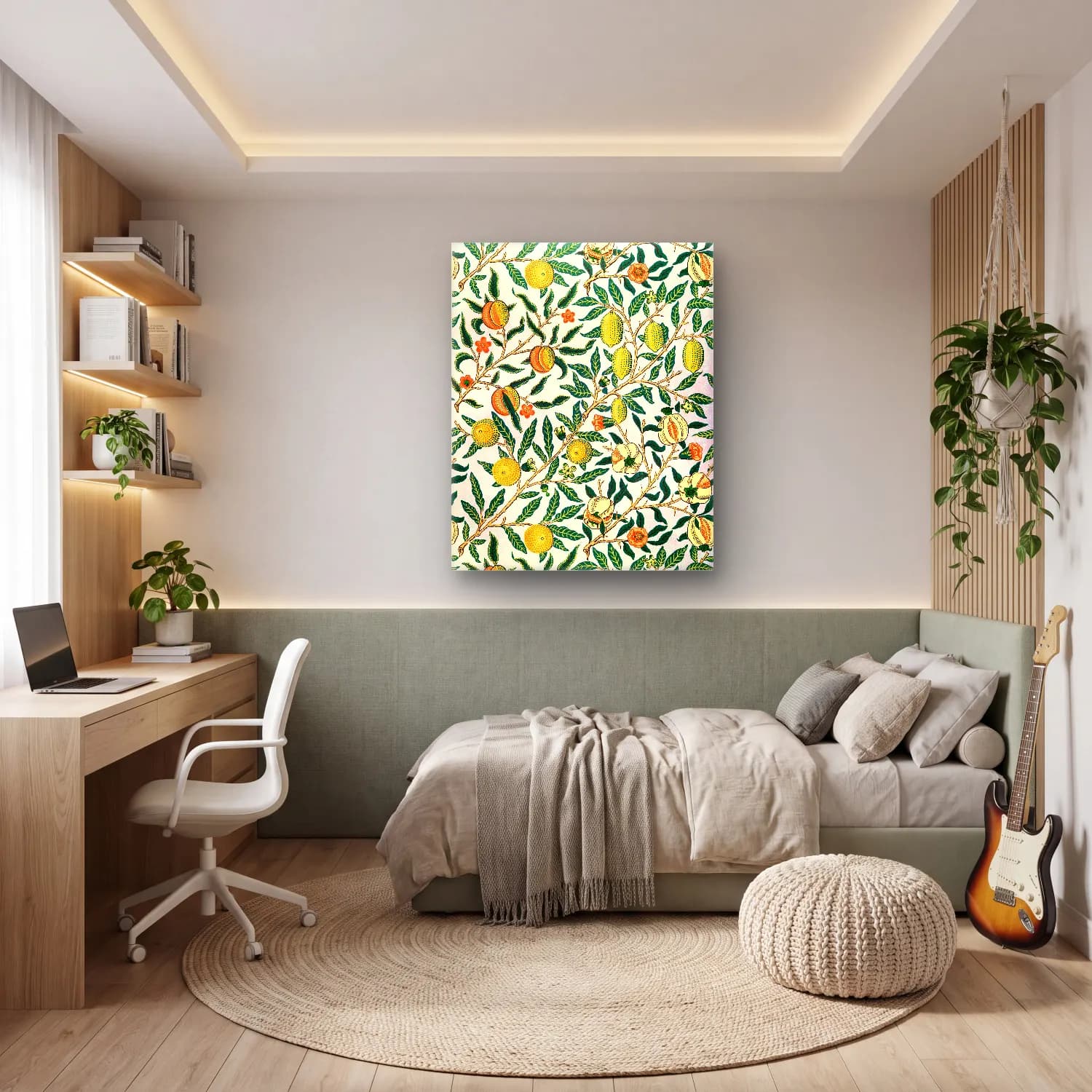 Botanik İllüstrasyon Çiçek Deseni No. 84 cam tablo — genç odasında