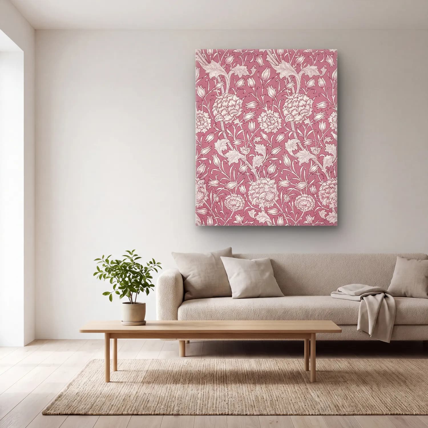 Pastel Çiçek Deseni No. 78 cam tablo — açık renk salonda