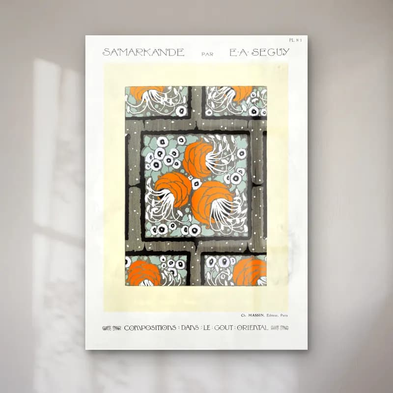 Retro Çiçek Deseni No. 115 cam tablo — Retro Çiçek Deseni No. 115 — retro çiçek deseni