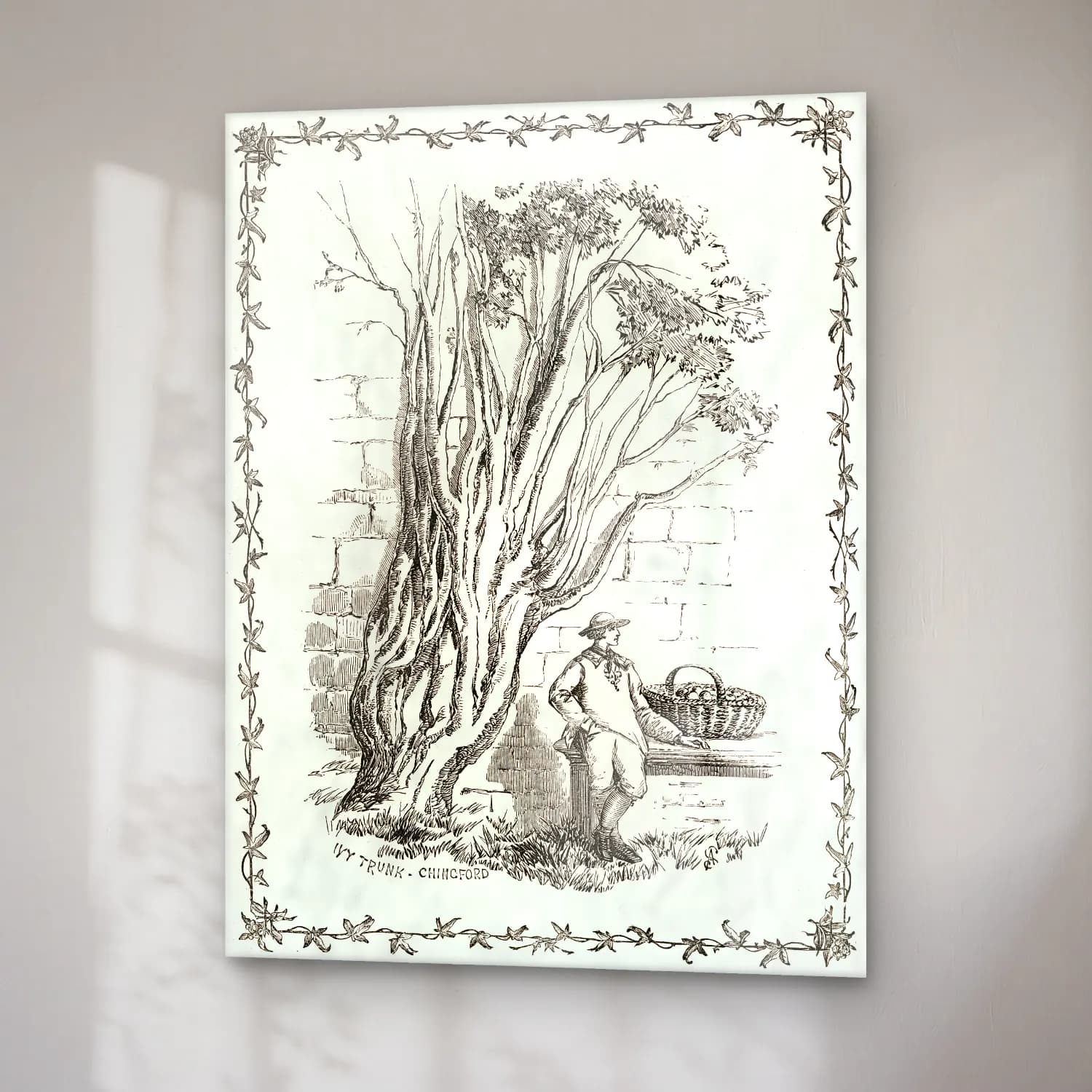 Vintage Erkek Portresi No. 9 cam tablo — sağ açıdan görünüm