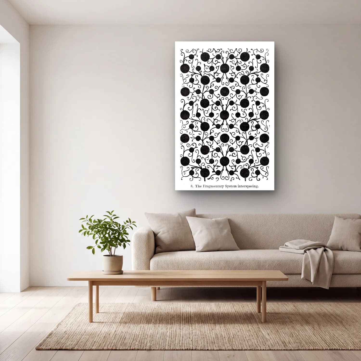 Siyah Beyaz Çiçek Deseni No. 12 cam tablo — açık renk salonda
