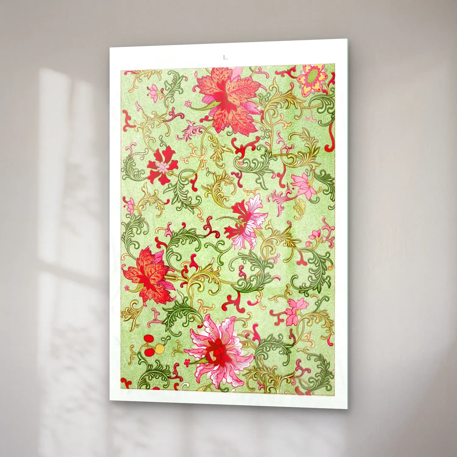 Pastel Çiçek Deseni No. 79 cam tablo — sağ açıdan görünüm