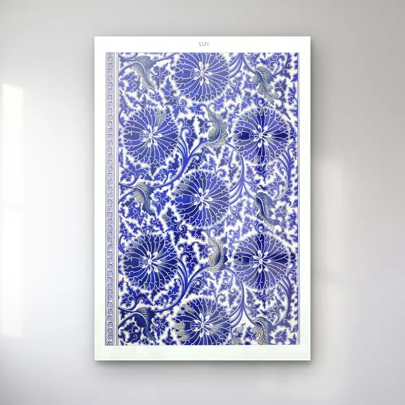 Japon Baskı Çiçek Deseni No. 8 cam tablo — Japon Baskı Çiçek Deseni No. 8 — japon baskı çiçek deseni