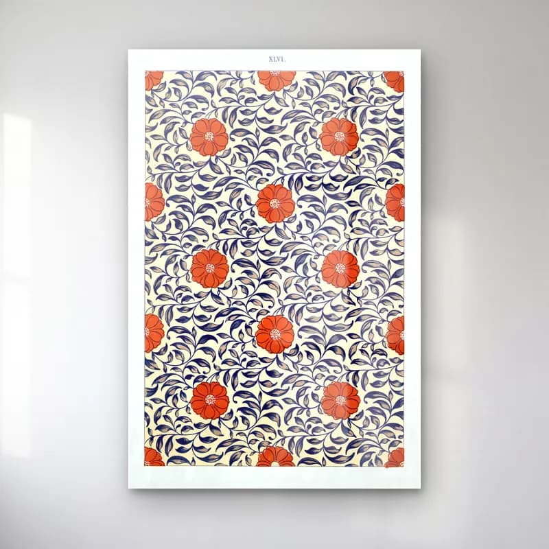 Retro Çiçek Deseni No. 116 cam tablo — Retro Çiçek Deseni No. 116 — retro çiçek deseni