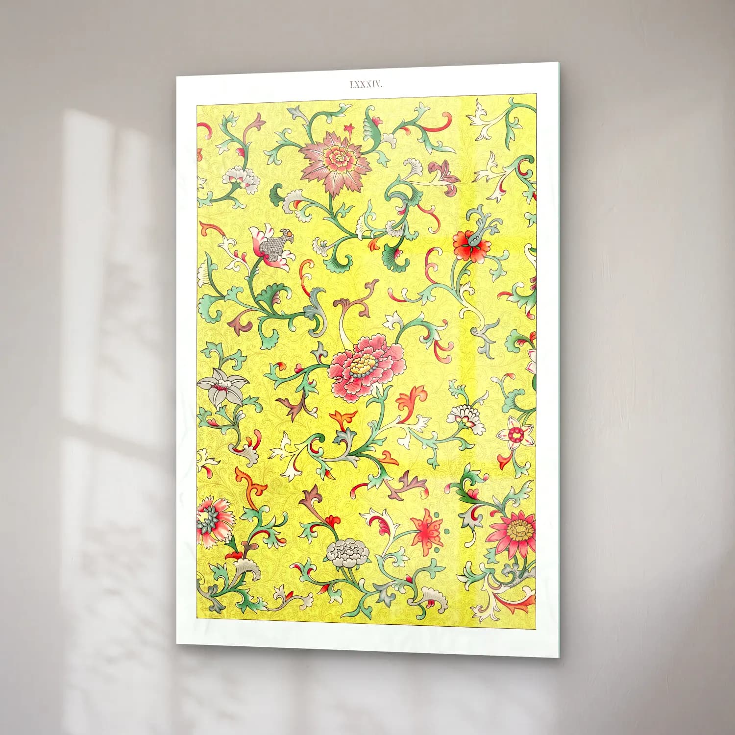 Pastel Çiçek Deseni No. 80 cam tablo — sağ açıdan görünüm