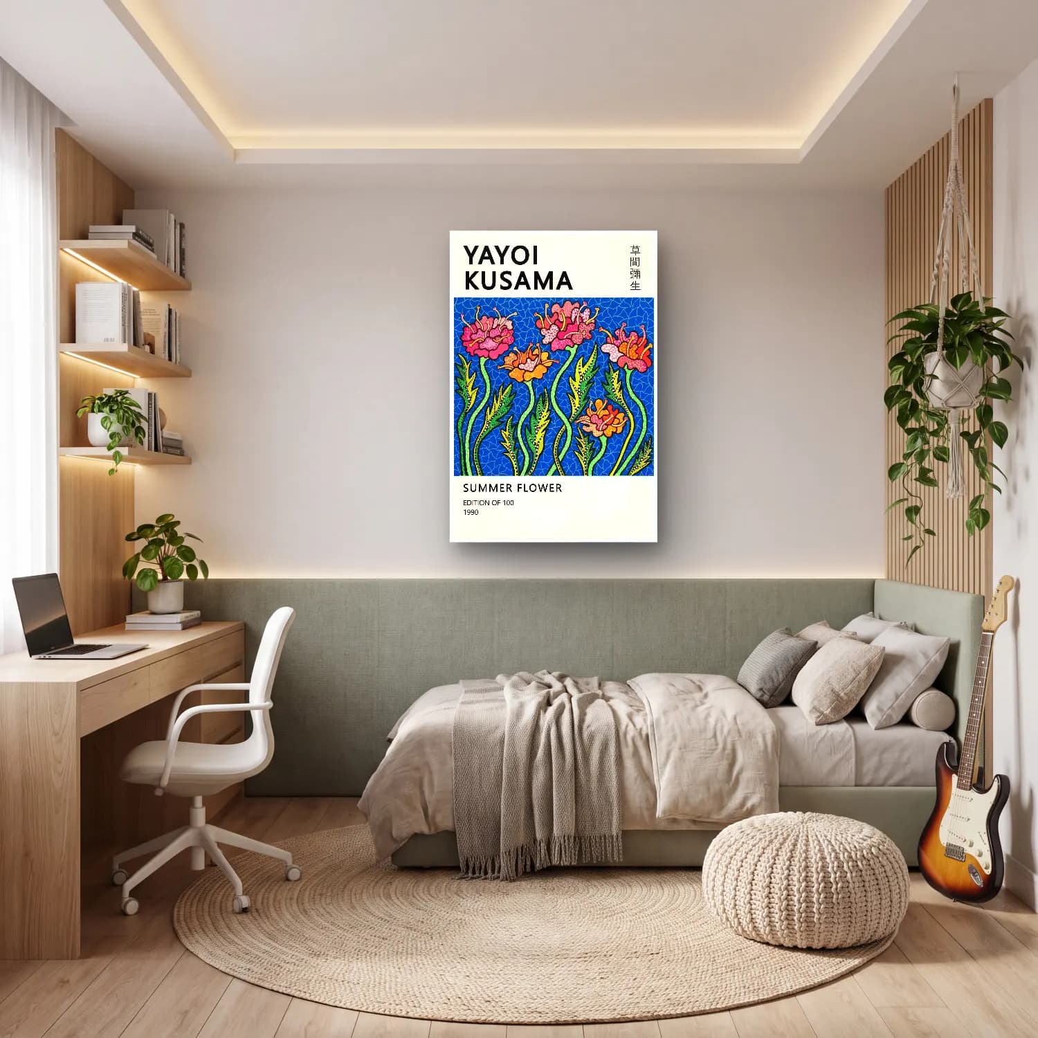 Pastel Çiçek Deseni No. 82 cam tablo — genç odasında