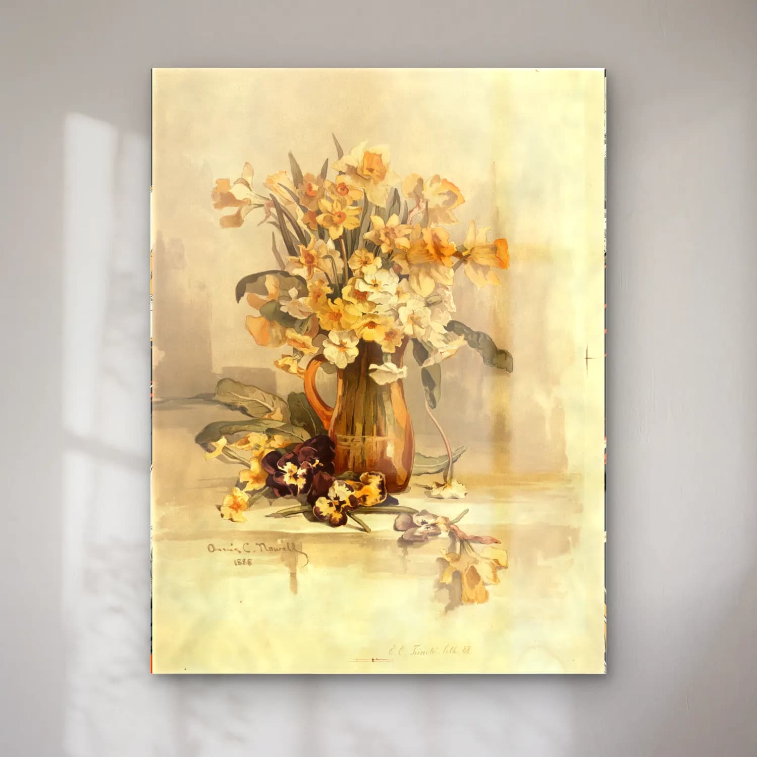 Vintage Vazoda Çiçek Buketi – Sarı Tonlar cam tablo — Vintage Vazoda Çiçek Buketi – Sarı Tonlar — vintage vazoda çiçek buketi