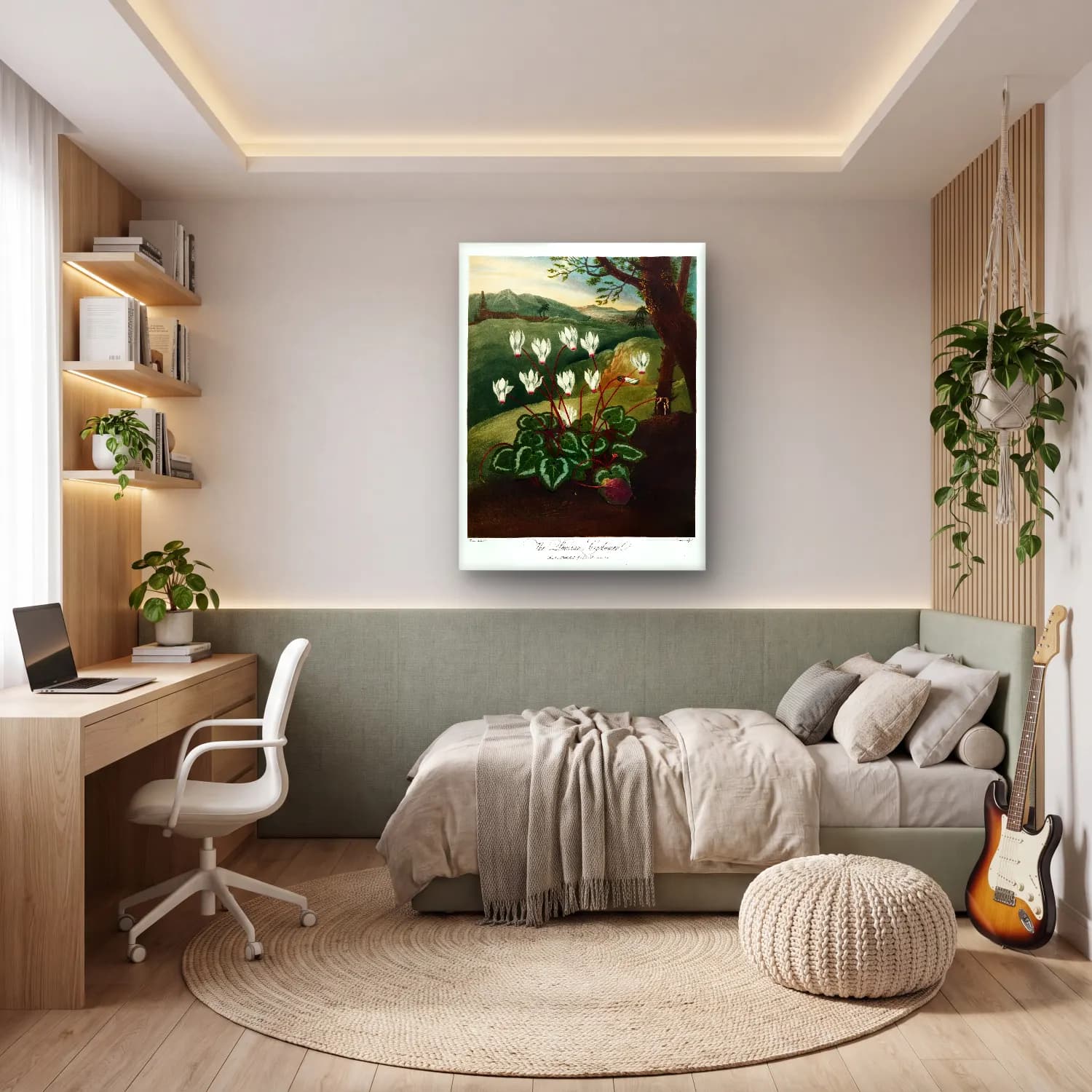 Botanik İllüstrasyon Çiçek Bahçesi No. 4 cam tablo — genç odasında