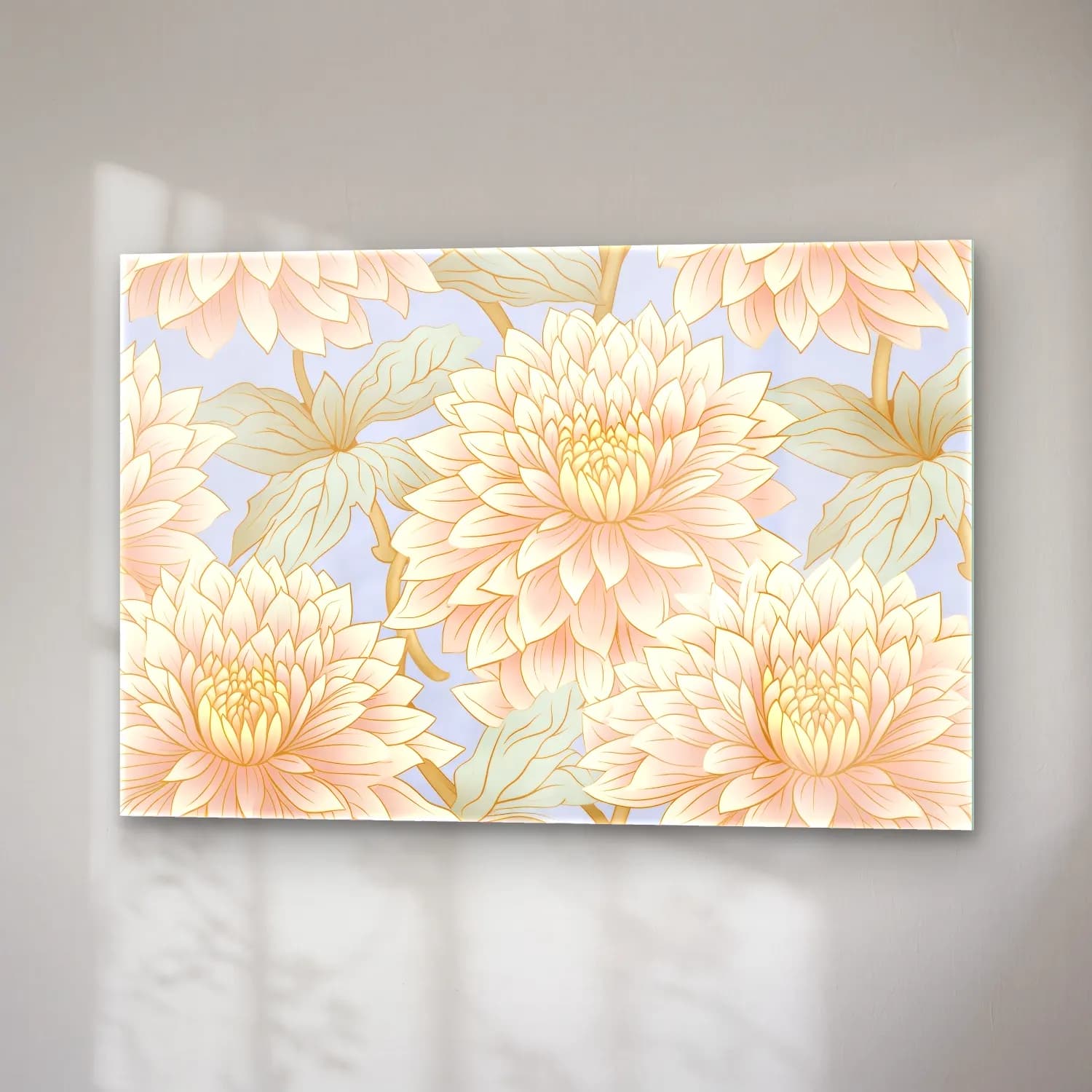 Pastel Çiçek Deseni No. 87 cam tablo — sağ açıdan görünüm