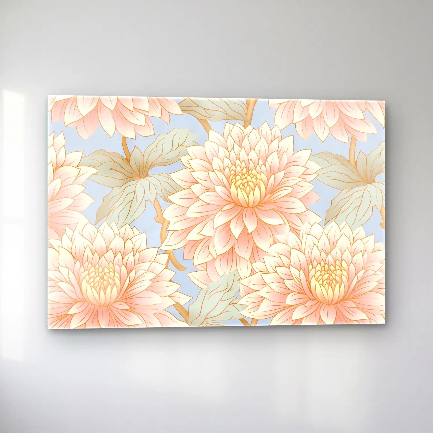Pastel Çiçek Deseni No. 87 cam tablo — sol açıdan görünüm