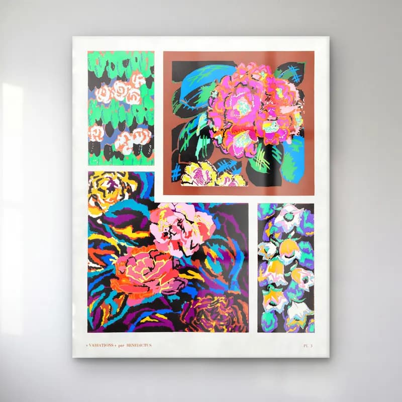 Maksimalist Çiçek Deseni No. 69 cam tablo — Maksimalist Çiçek Deseni No. 69 — maksimalist çiçek deseni