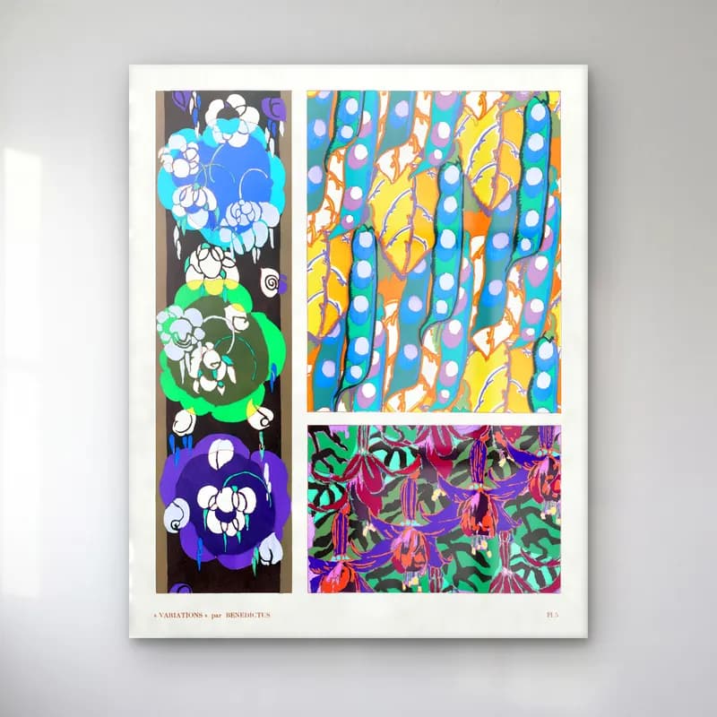 Maksimalist Çiçek Deseni No. 70 cam tablo — Maksimalist Çiçek Deseni No. 70 — maksimalist çiçek deseni