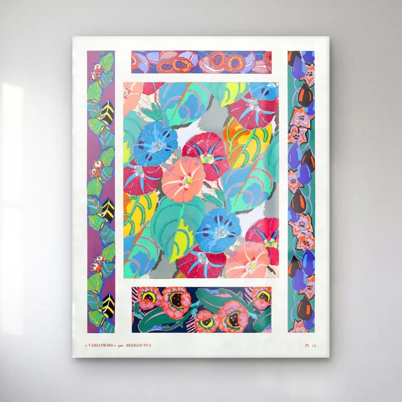 Maksimalist Çiçek Deseni No. 72 cam tablo — Maksimalist Çiçek Deseni No. 72 — maksimalist çiçek deseni