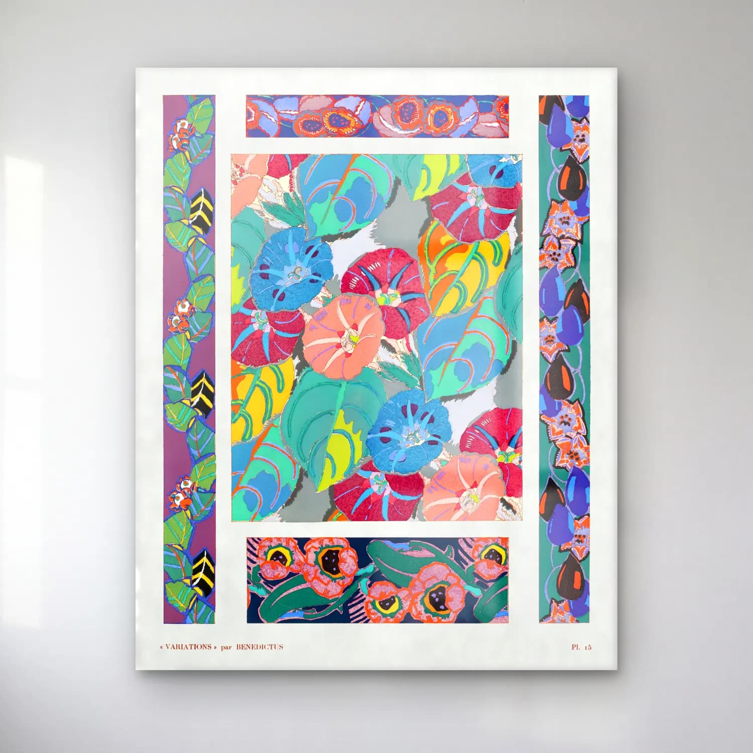 Maksimalist Çiçek Deseni No. 72 cam tablo — Maksimalist Çiçek Deseni No. 72 — maksimalist çiçek deseni