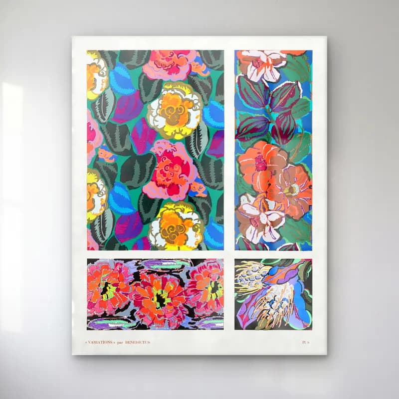 Maksimalist Çiçek Deseni No. 74 cam tablo — Maksimalist Çiçek Deseni No. 74 — maksimalist çiçek deseni