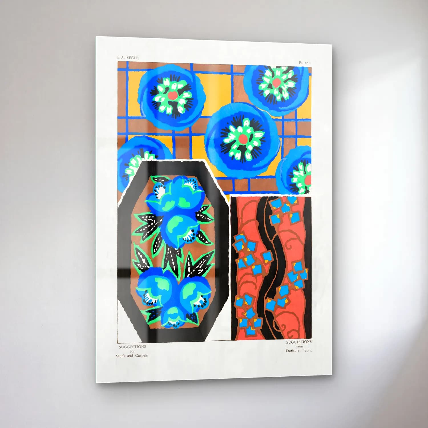 Boho Çiçek Deseni No. 134 cam tablo — sol açıdan görünüm