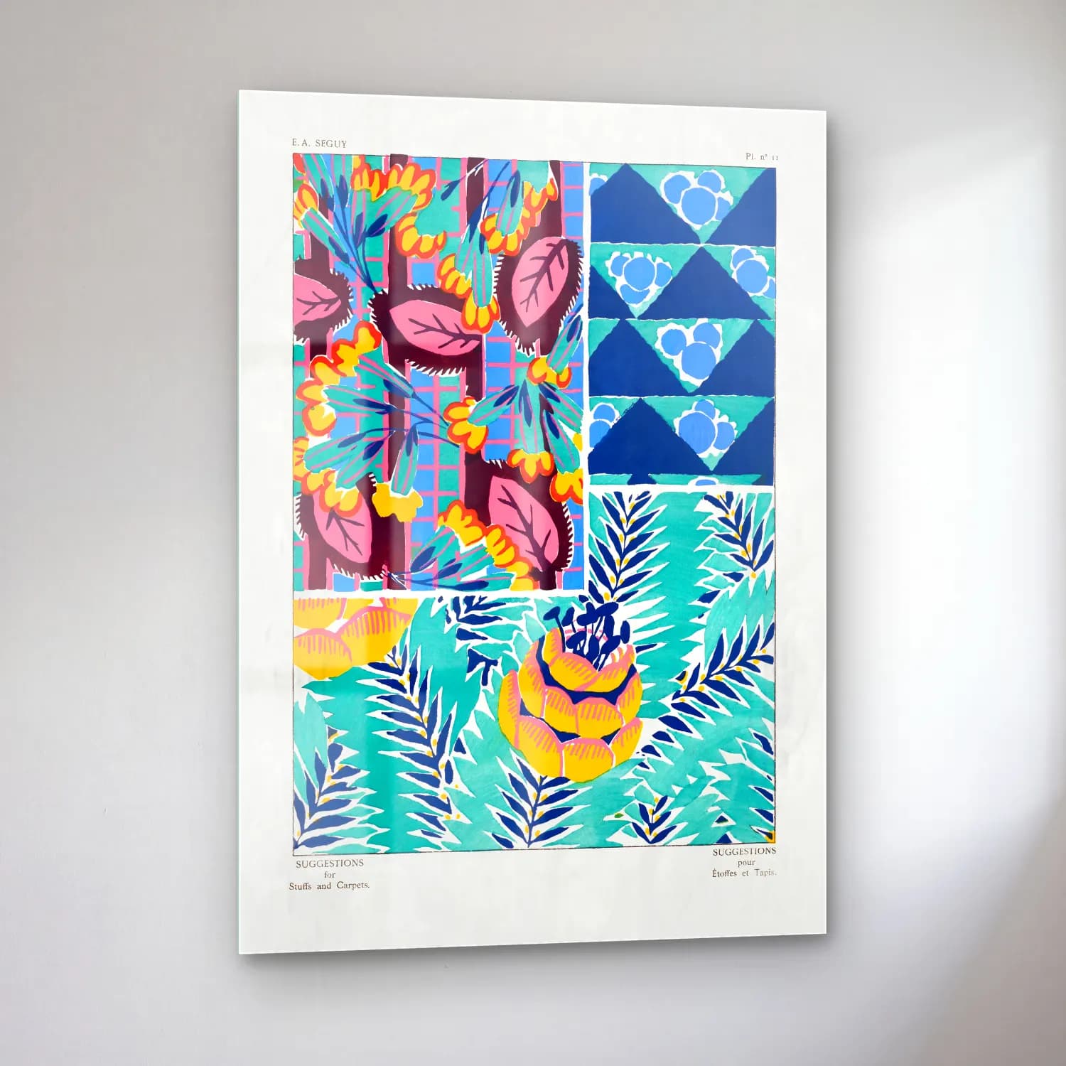 Maksimalist Çiçek Deseni No. 84 cam tablo — sol açıdan görünüm